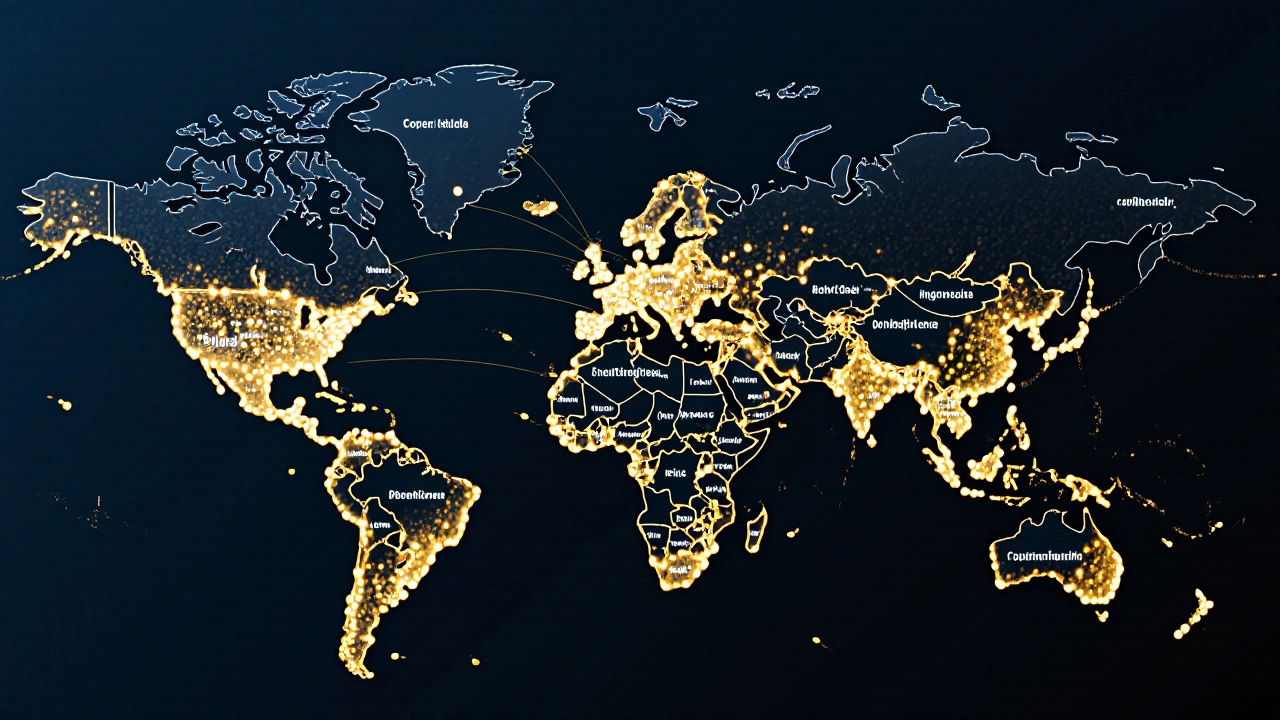 Map of India with glowing CBSE school dots connected by golden lines, symbolizing nationwide education network.