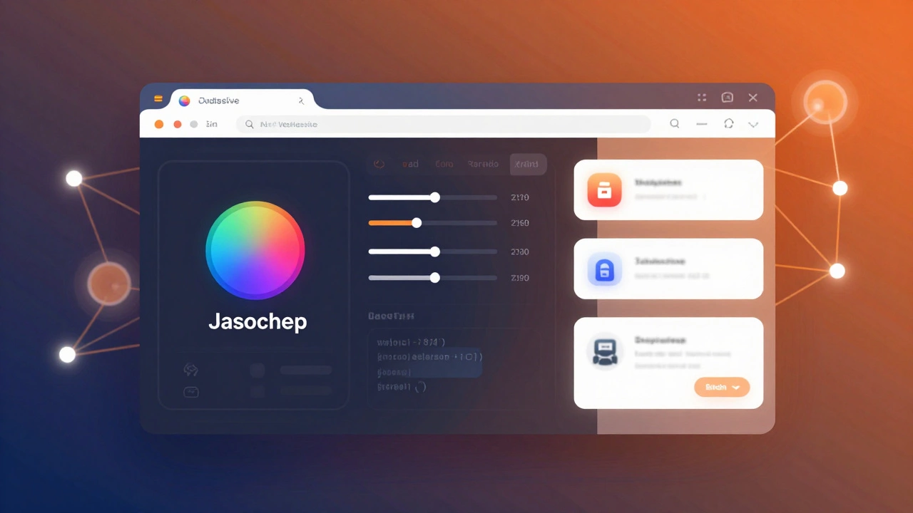 An interactive website interface with glowing buttons and dynamic elements being controlled by JavaScript.