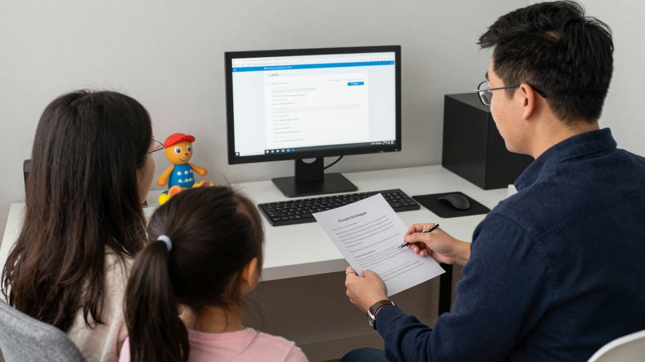 Tech recruiter interviewing candidate with home office and child’s toy in background, showcasing resilience.