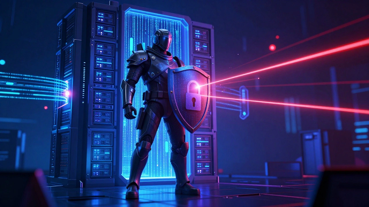 Cybersecurity expert defending digital fortress from attacks