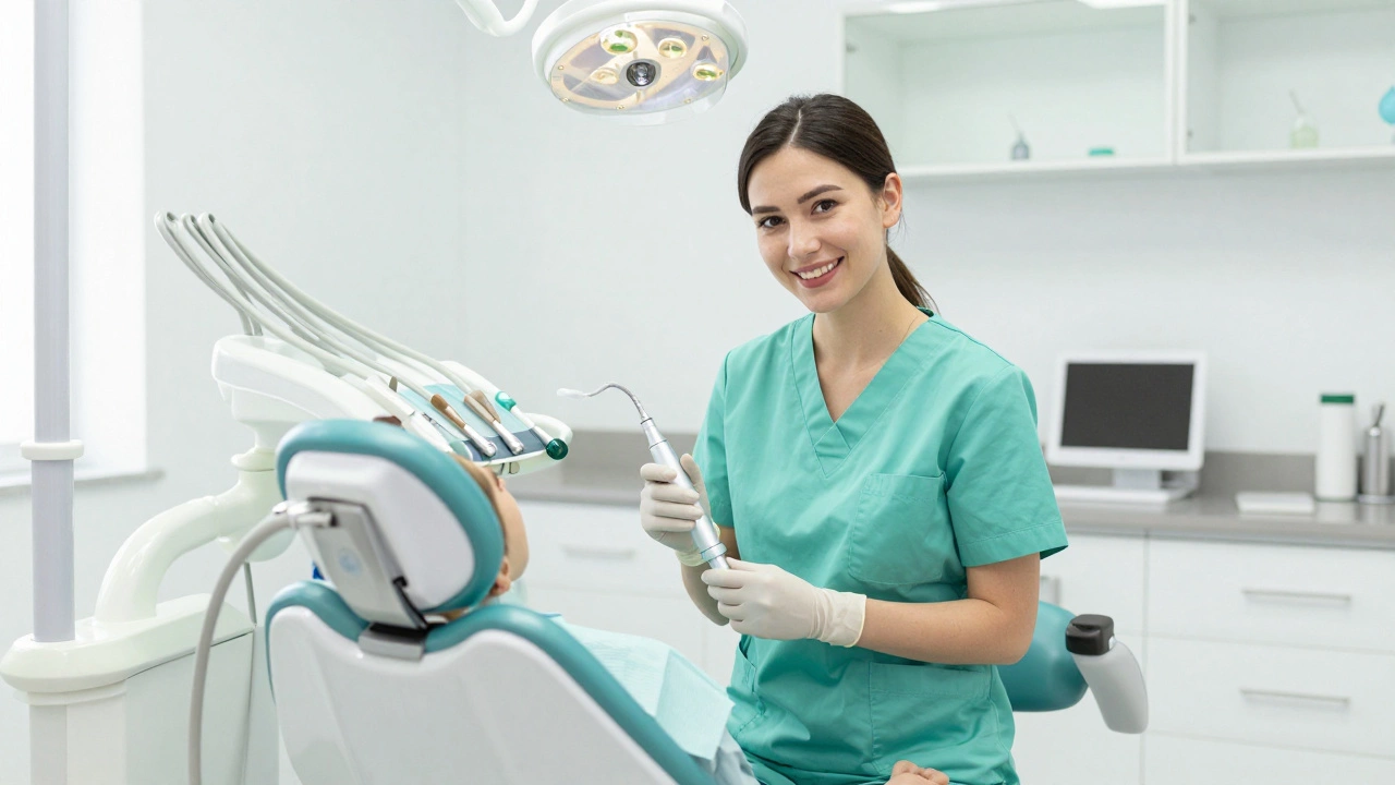 Dental hygienist in modern clinic setting