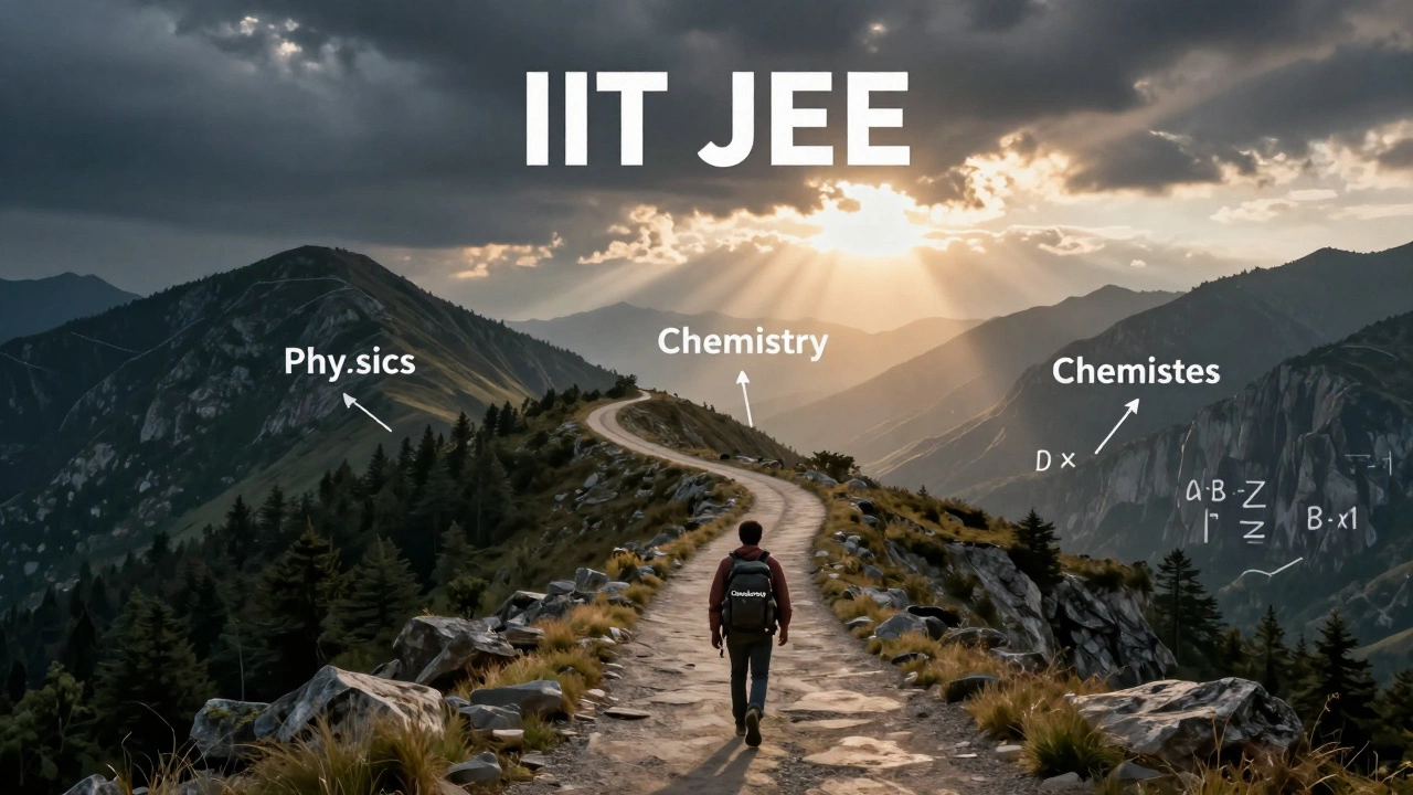 Hiker walking a winding mountain path toward a sunrise