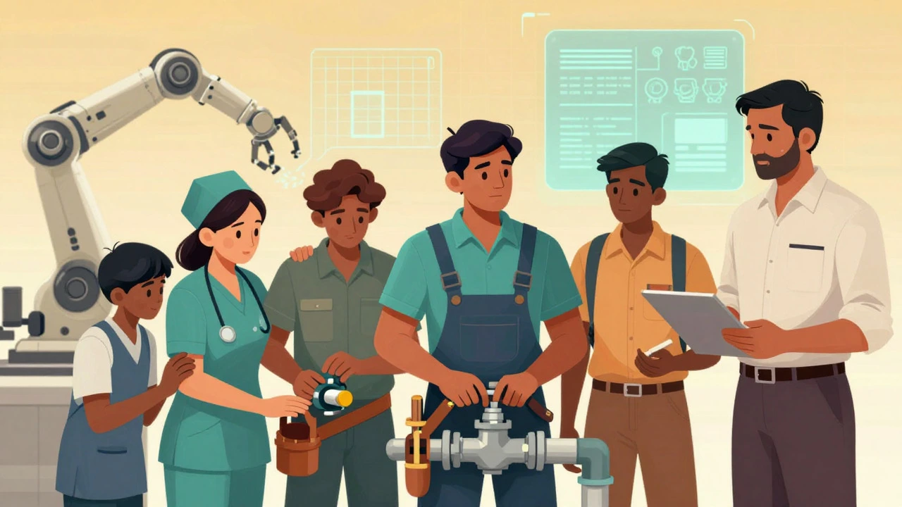 Healthcare, trade, and education workers standing strong against automation threats