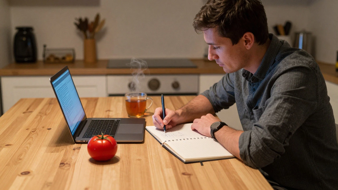 Professional studying at home using a timer for consistent learning