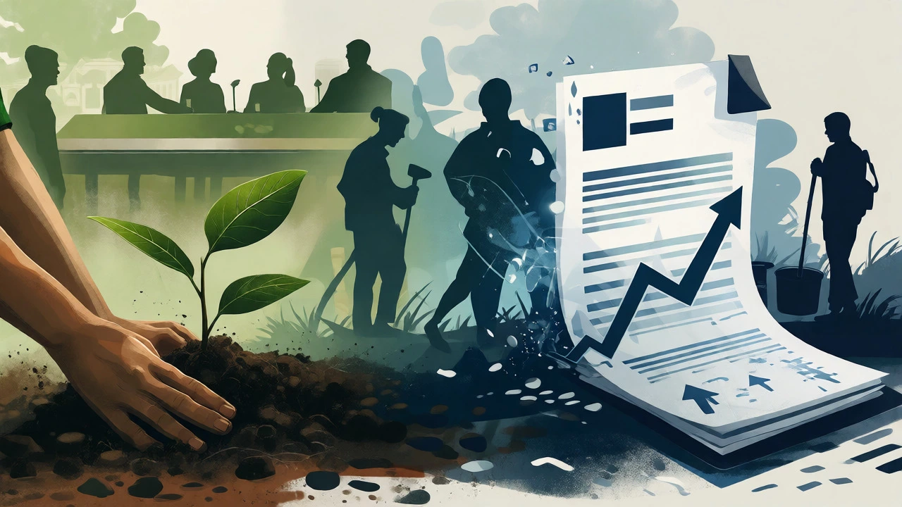 Artistic depiction of volunteering leading to career growth and civic impact