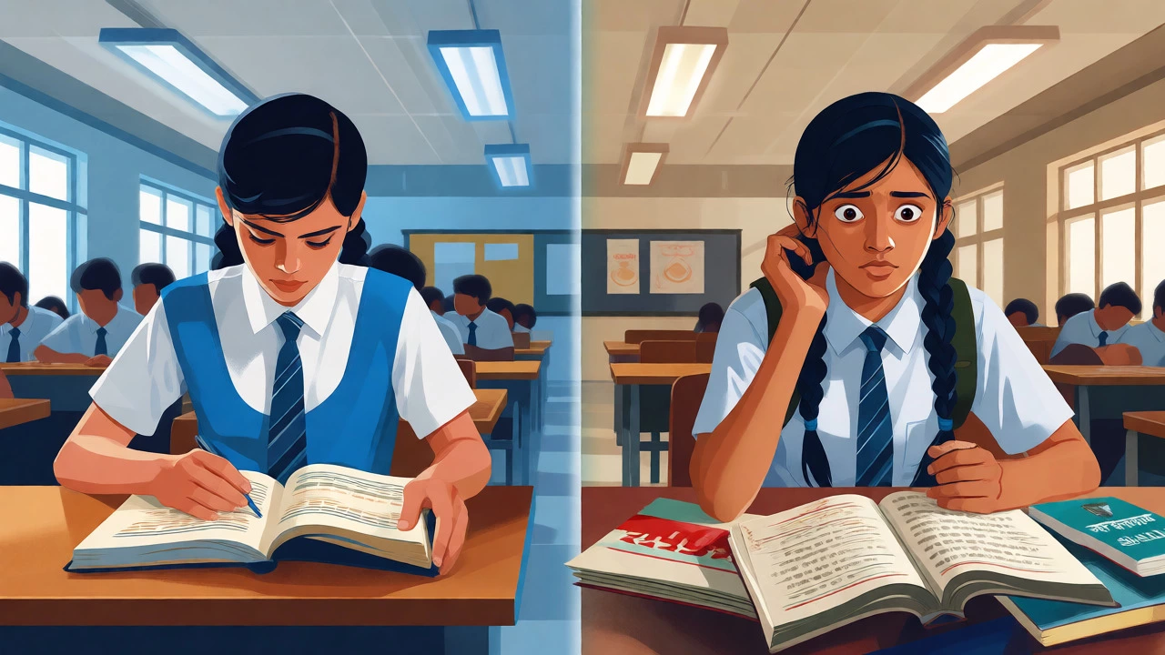 Illustration comparing standardized CBSE learning vs. varied state boards.