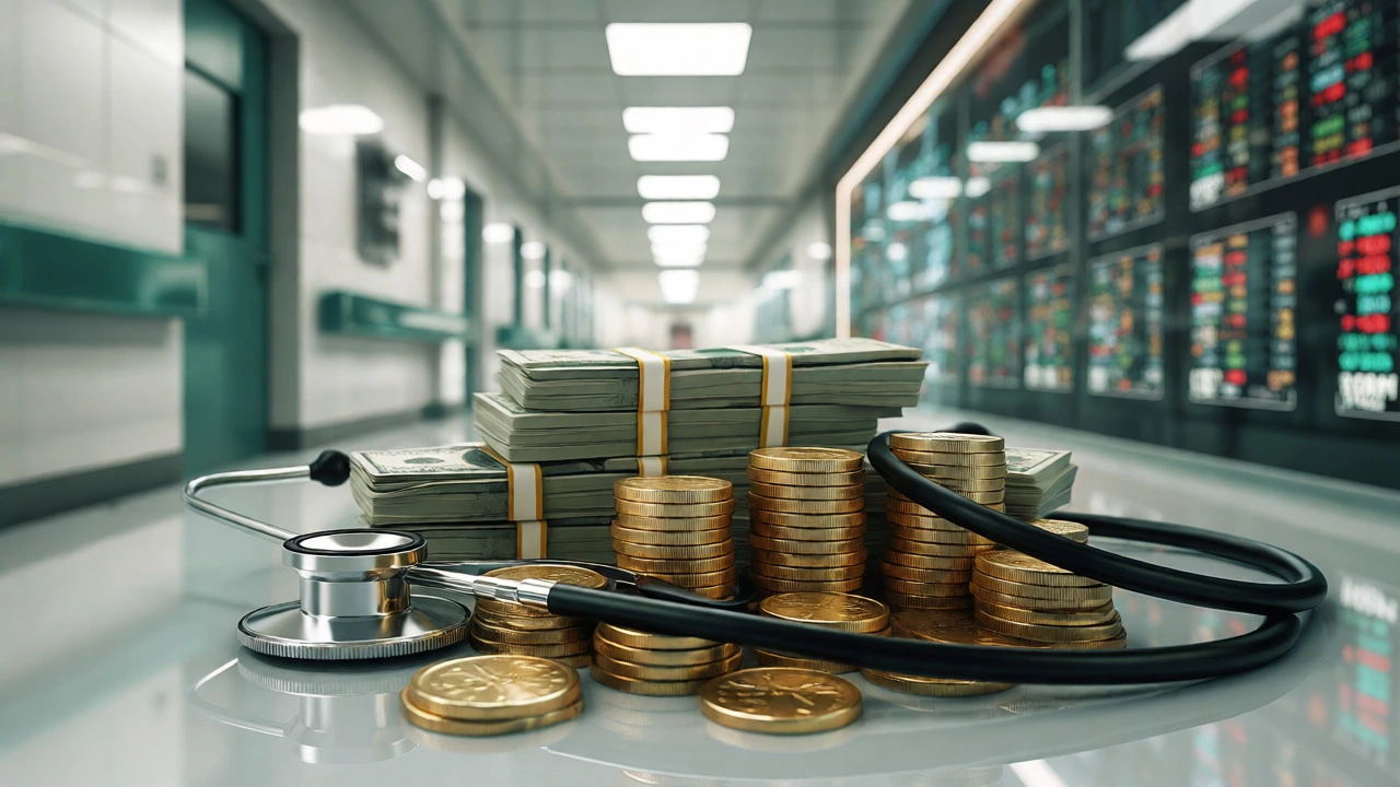 Stethoscope resting on gold coins symbolizing high-paying healthcare careers